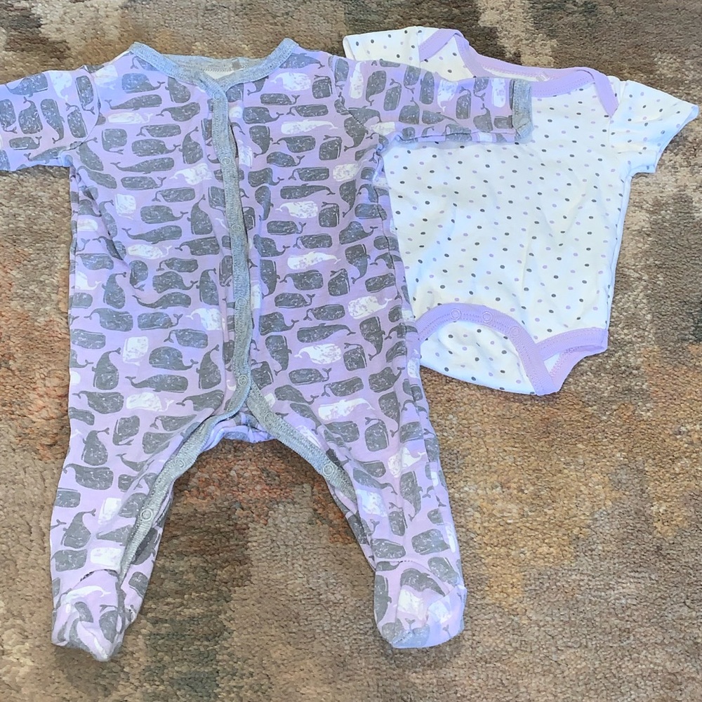 3/$12 sleep and play with matching bodysuit